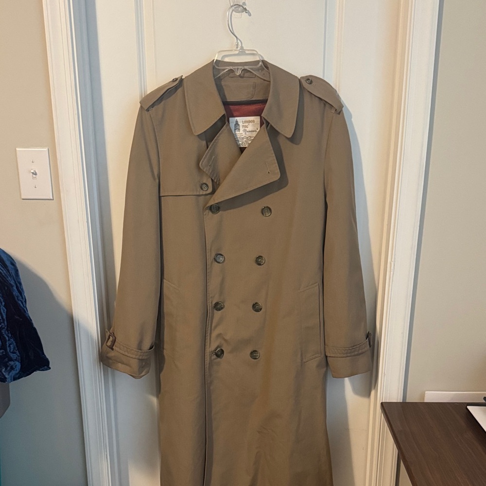 London Fog Men's Tan Double-Breasted Trench Coat